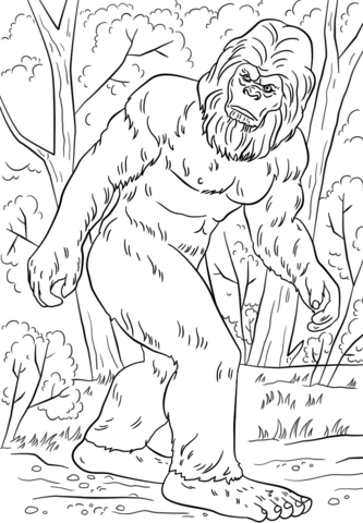 Bigfoot coloring page free printable coloring pages