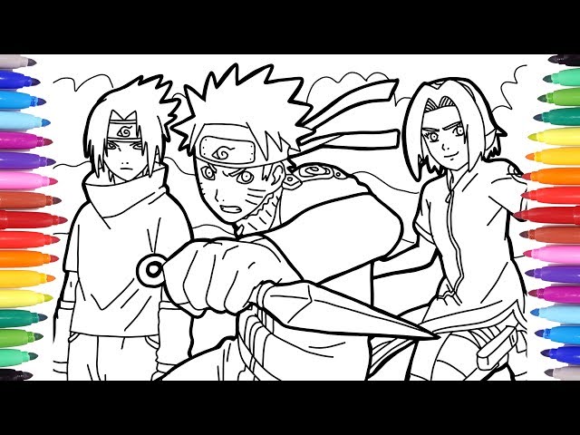 Naruto coloring page coloring naruto sasuke and sakura coloring naruto anga for kids
