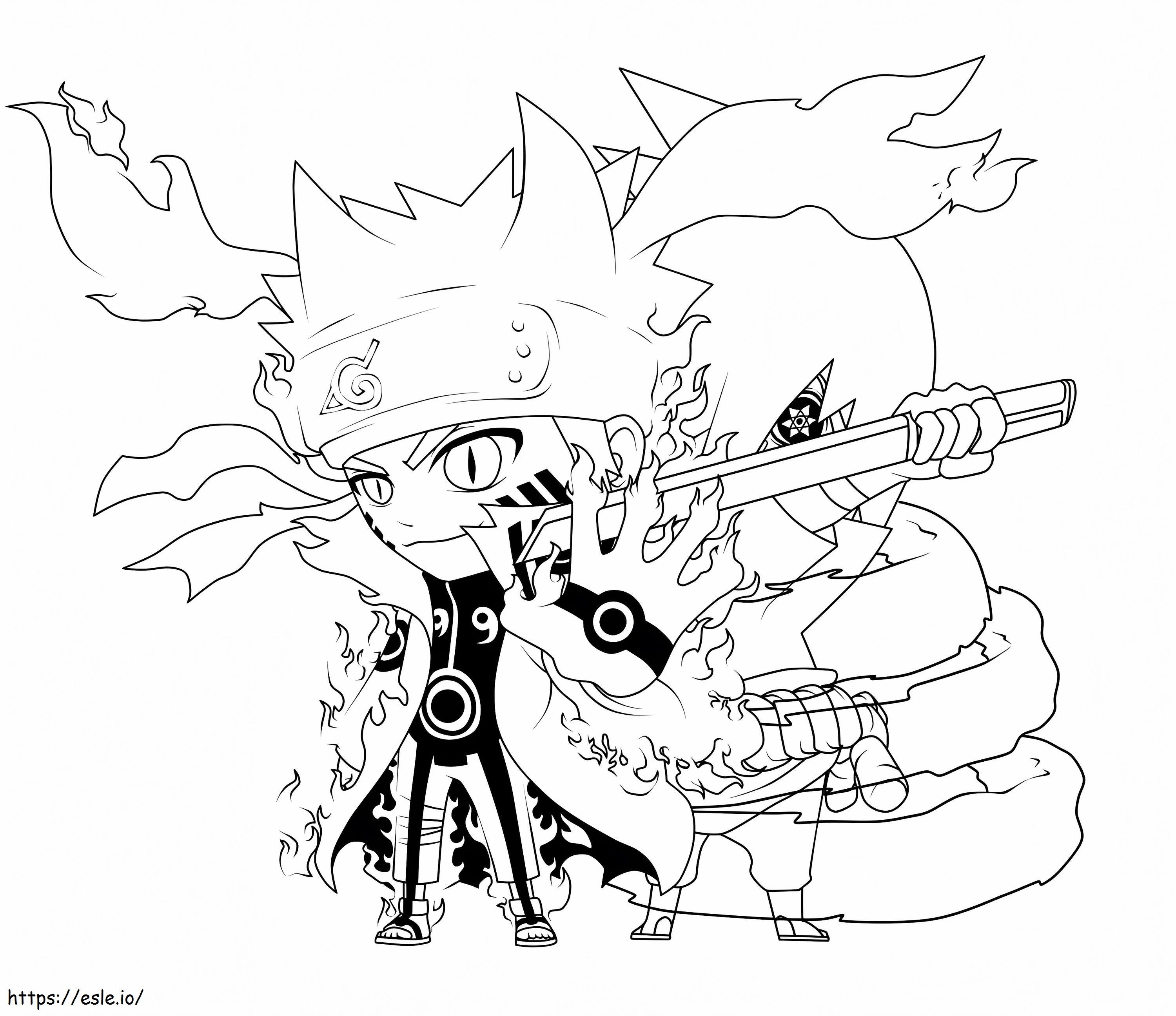 Chibinarutoand sasukea coloring page