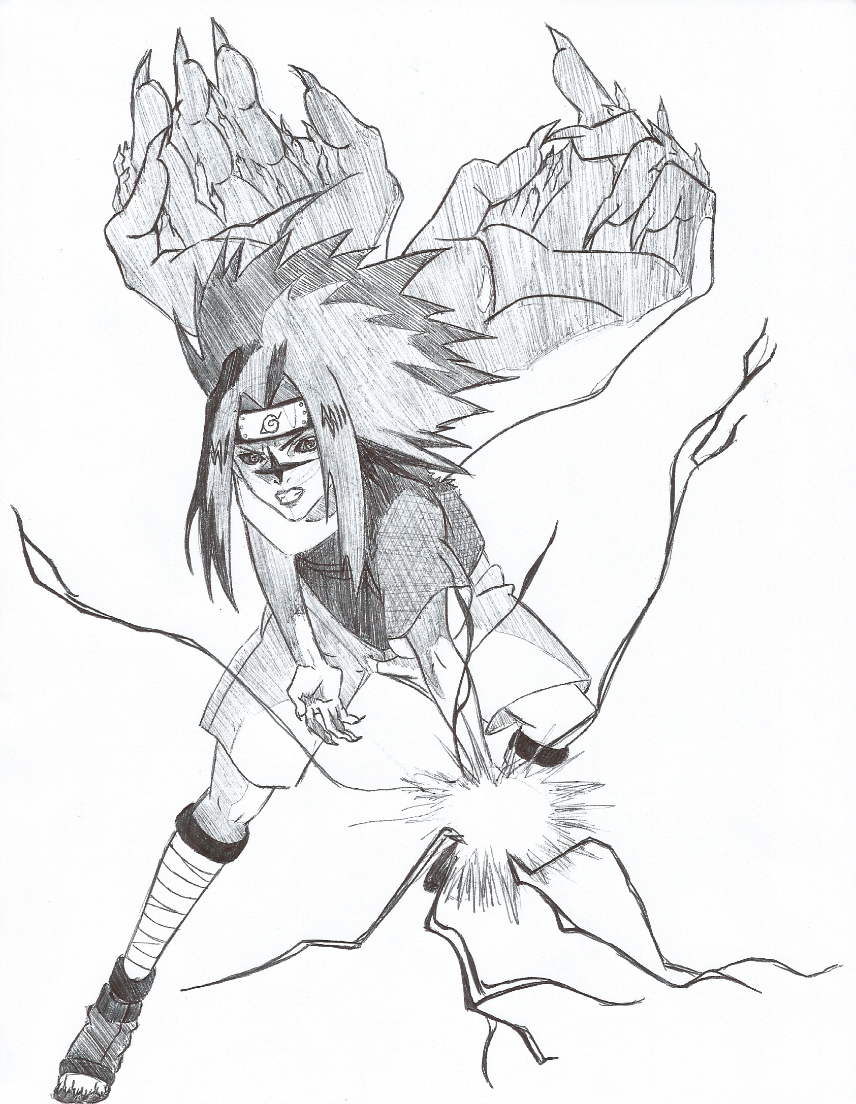 Sasuke curse mark level chidori by brikwong on