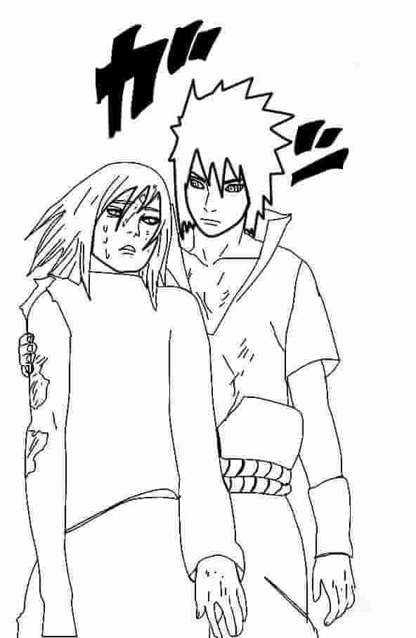 Sasuke holding sword and using chidori coloring page