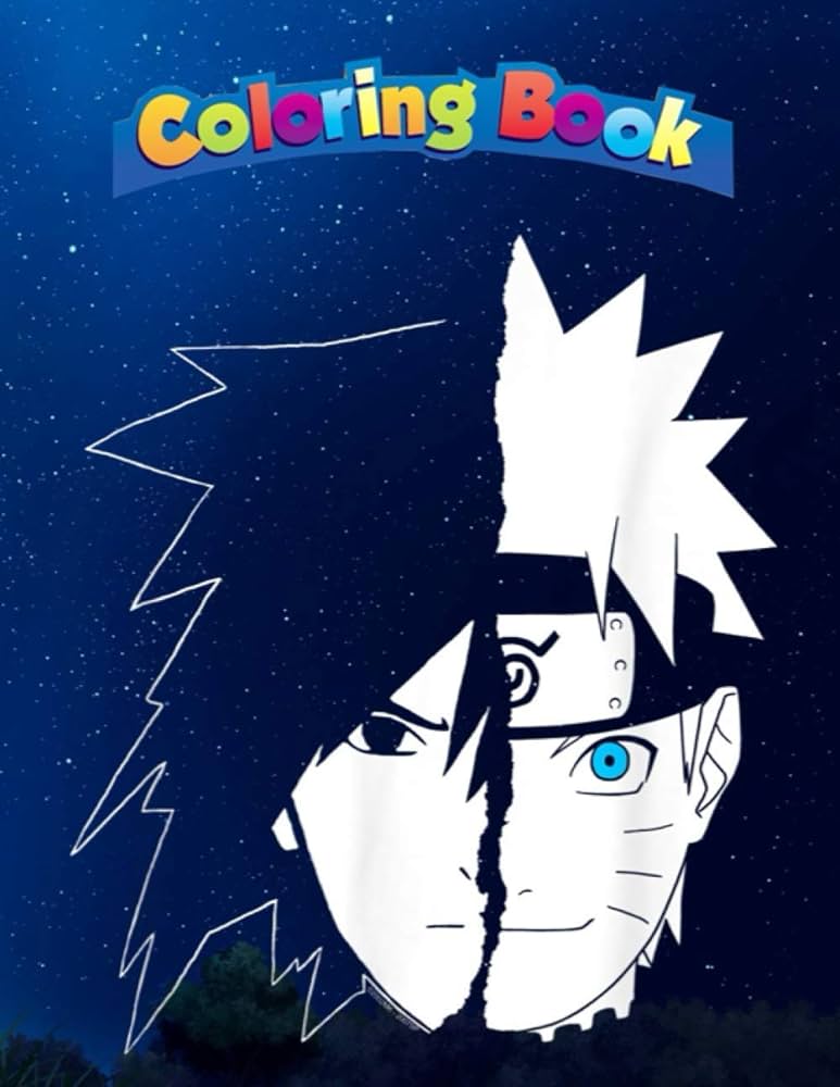 Coloring book naruto shippuden naruto sasuke split face coloring book pages to color berggren agnes books