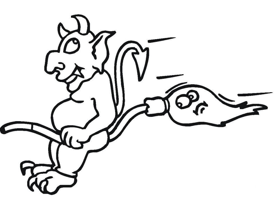Flying devil coloring page