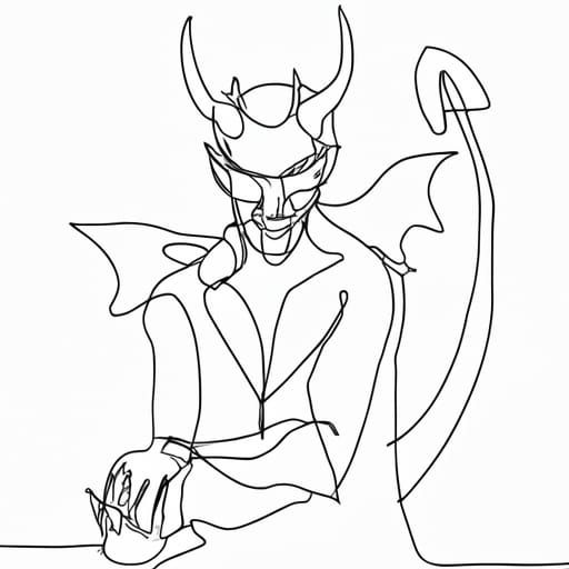 Continuous line art of lucifer prince of darkness single line art
