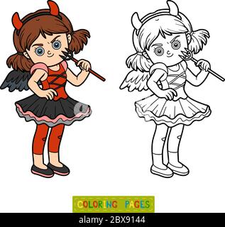 Coloring book for children devil girl stock vector image art