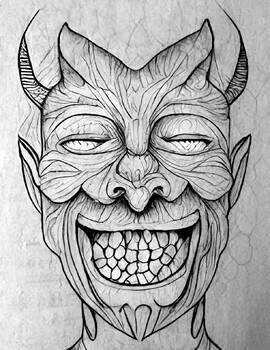 Devil face grayscale coloring pages by metastore tpt