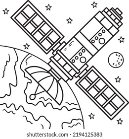 Space satellite coloring page kids stock vector royalty free