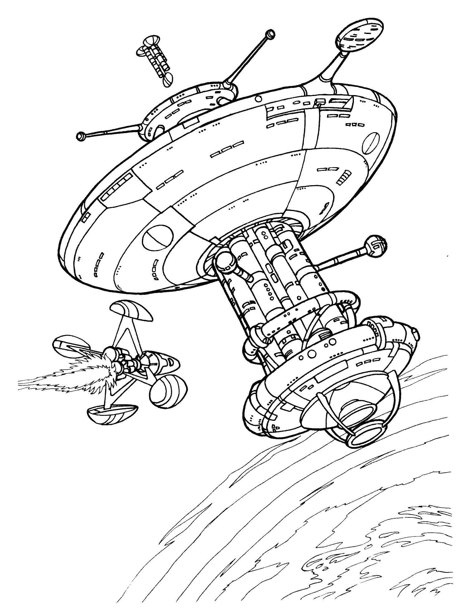 Online coloring pages coloring satellite in space coloring