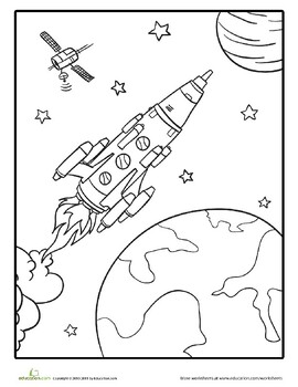 Rocket satellite and earth coloring sheet by oasis edtech tpt