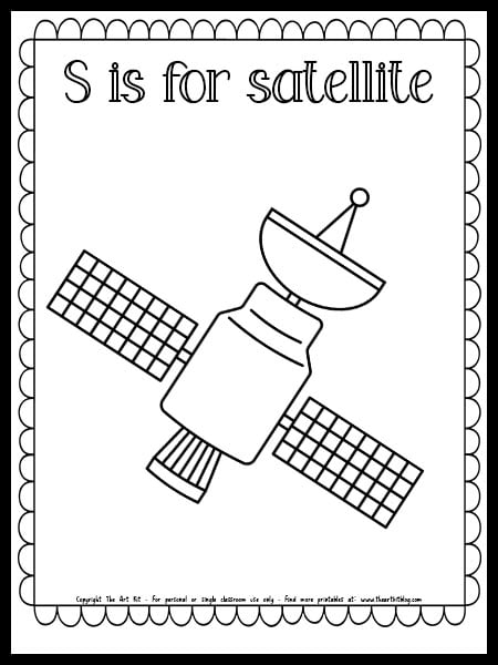 S is for satellite coloring page free printable download â the art kit