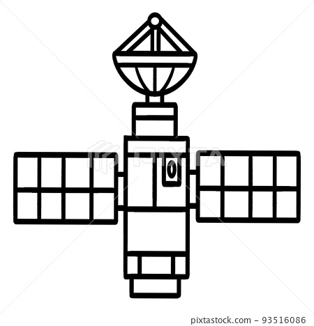 Space satellite isolated coloring page for kids