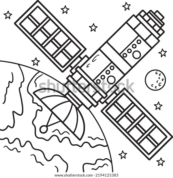 Space satellite coloring page kids stock vector royalty free