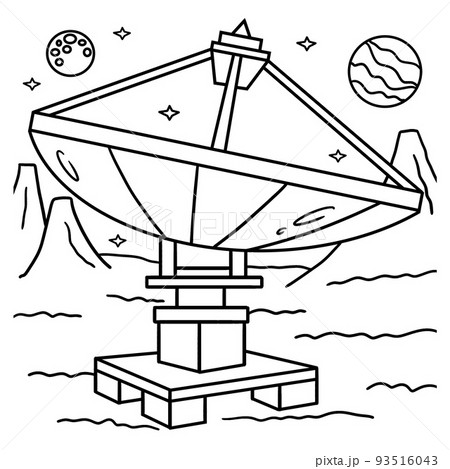 Space radar satellite coloring page for kids