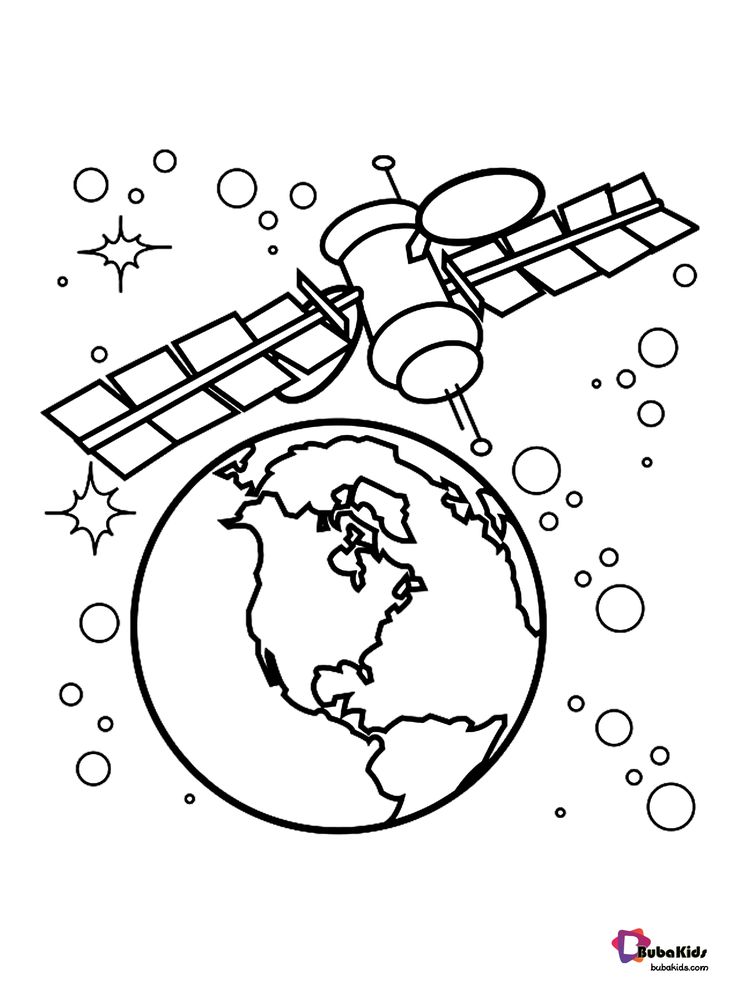 Outer space satellite orbiting earth coloring page free download to print coloring pageâ solar system coloring pages earth coloring pages space coloring pages