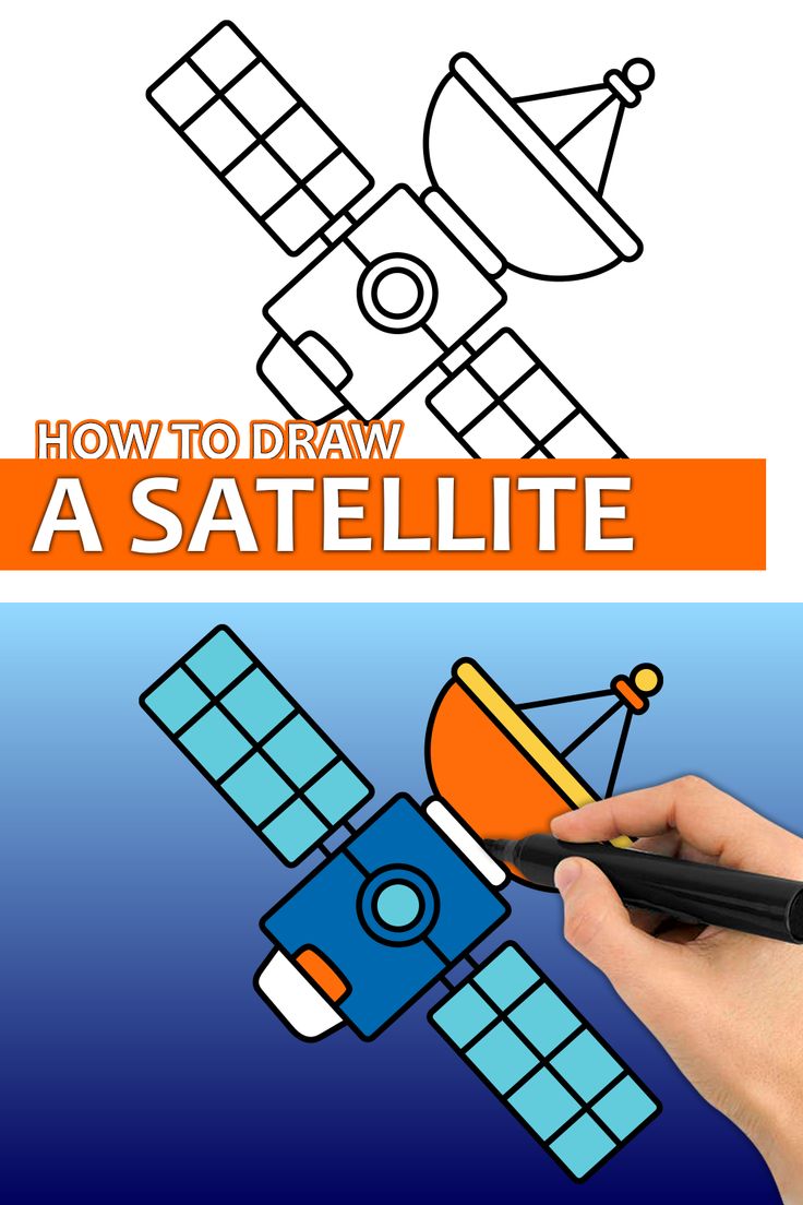 How to draw a satellite easy drawings for kids space drawings drawing for kids