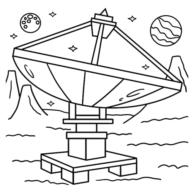 Premium vector space radar satellite coloring page for kids