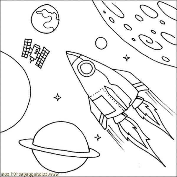 Explore the galaxy with our satellite spaceship coloring page