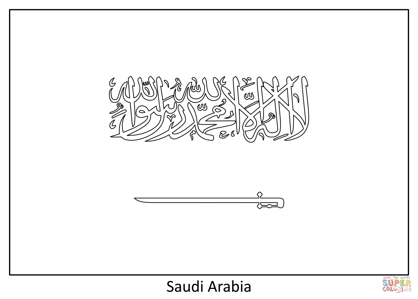 Flag of saudi arabia coloring page free printable coloring pages