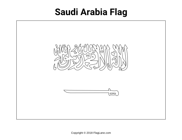 Free saudi arabia flag coloring page