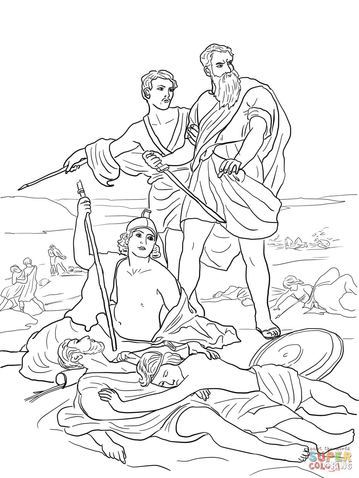 Death of saul coloring page free printable coloring pages