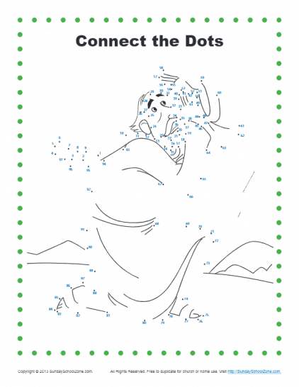 Connect the dots bible coloring pages on sunday school zone