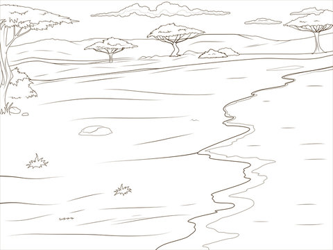 Coloring book african savannah background vector