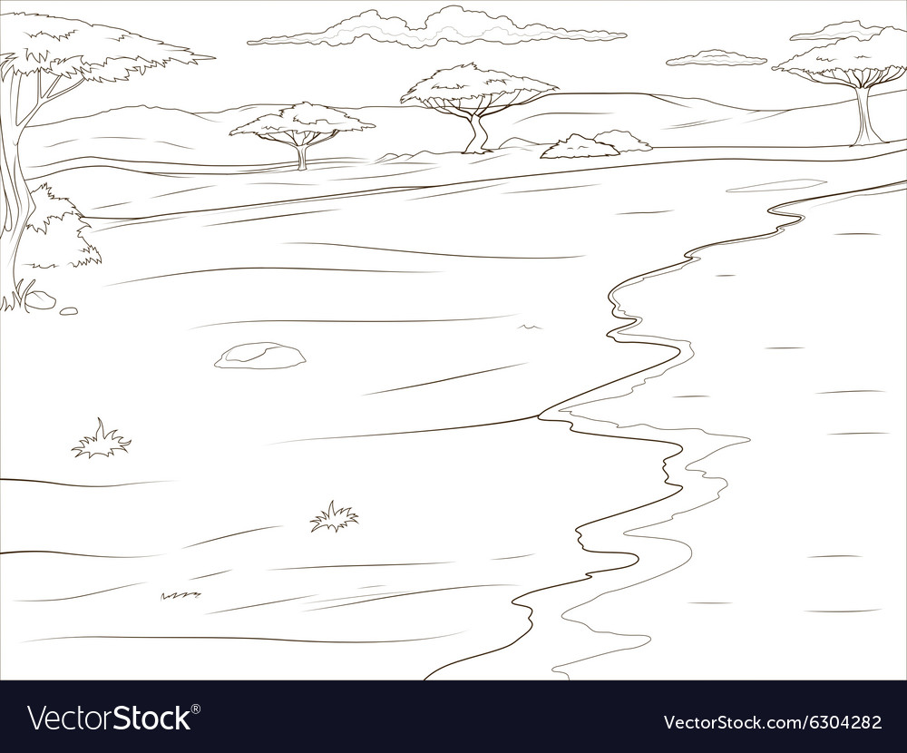 Coloring book african savannah background vector image
