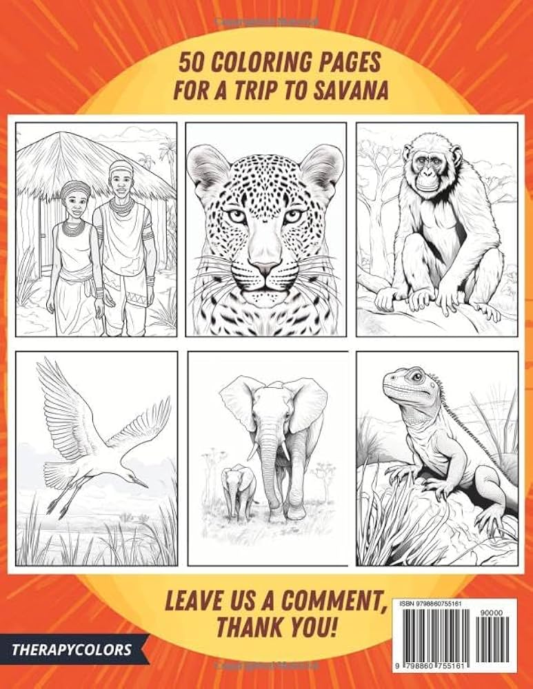Savanna coloring book for adults coloring pages of wild animals and savannah landscapes to relieve stress and relax therapycolors books