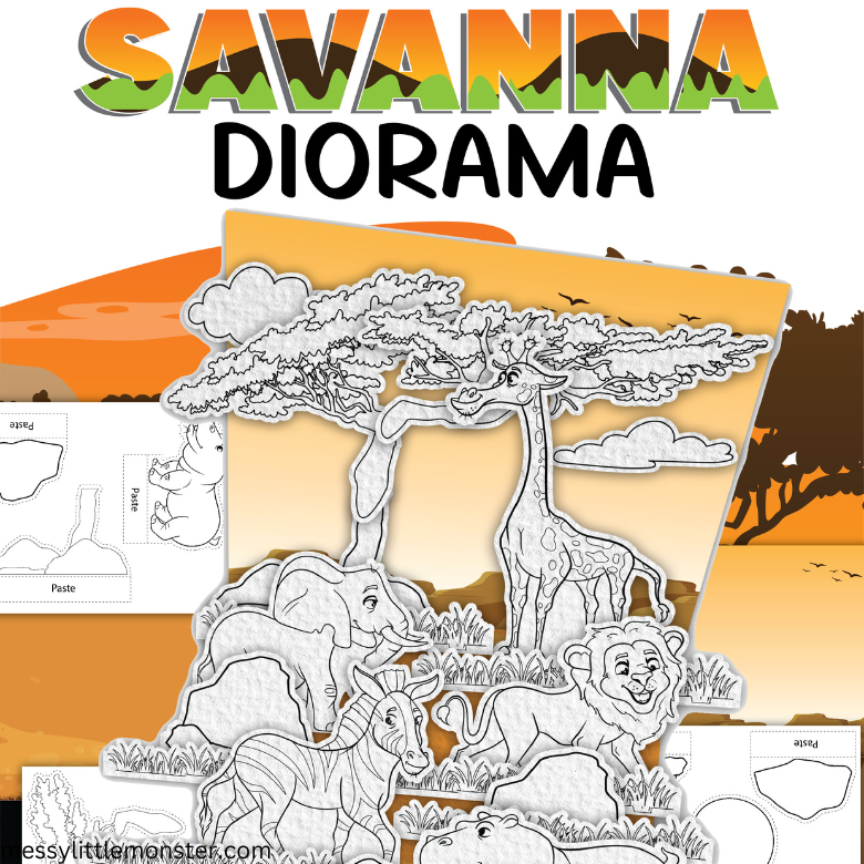 Savanna diorama printables â messy little monster shop