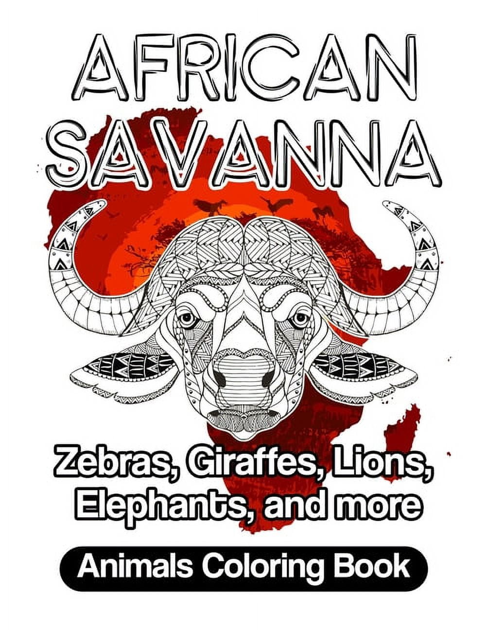 African savanna animals coloring book zebras giraffes lions elephants and more paperback