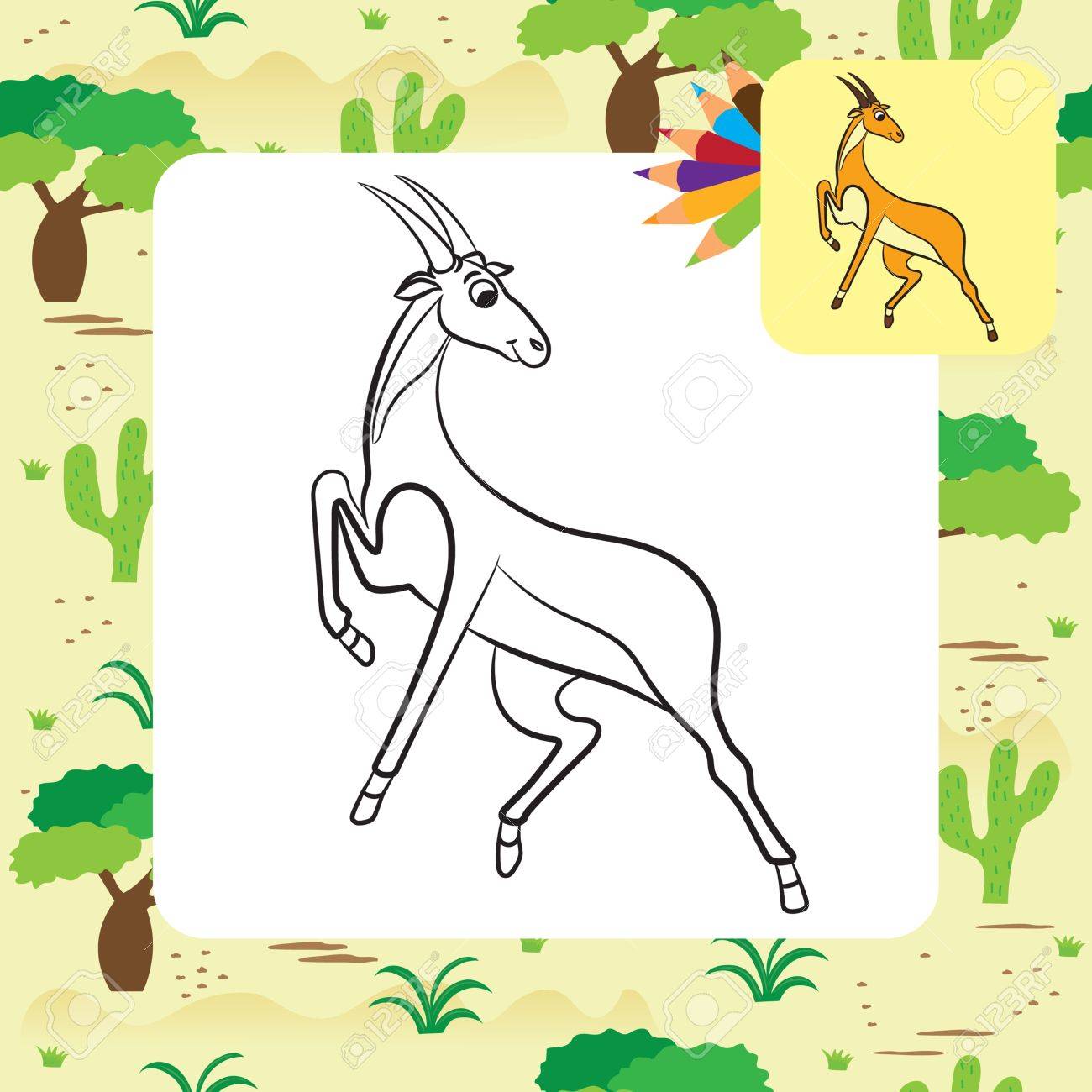 Illustration of cute antelope coloring page royalty free svg cliparts vectors and stock illustration image