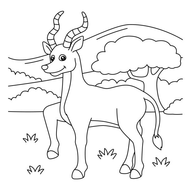 Antelope coloring page for kids stock illustration