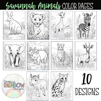 Savannah africa habitat animals habitats coloring pages tpt