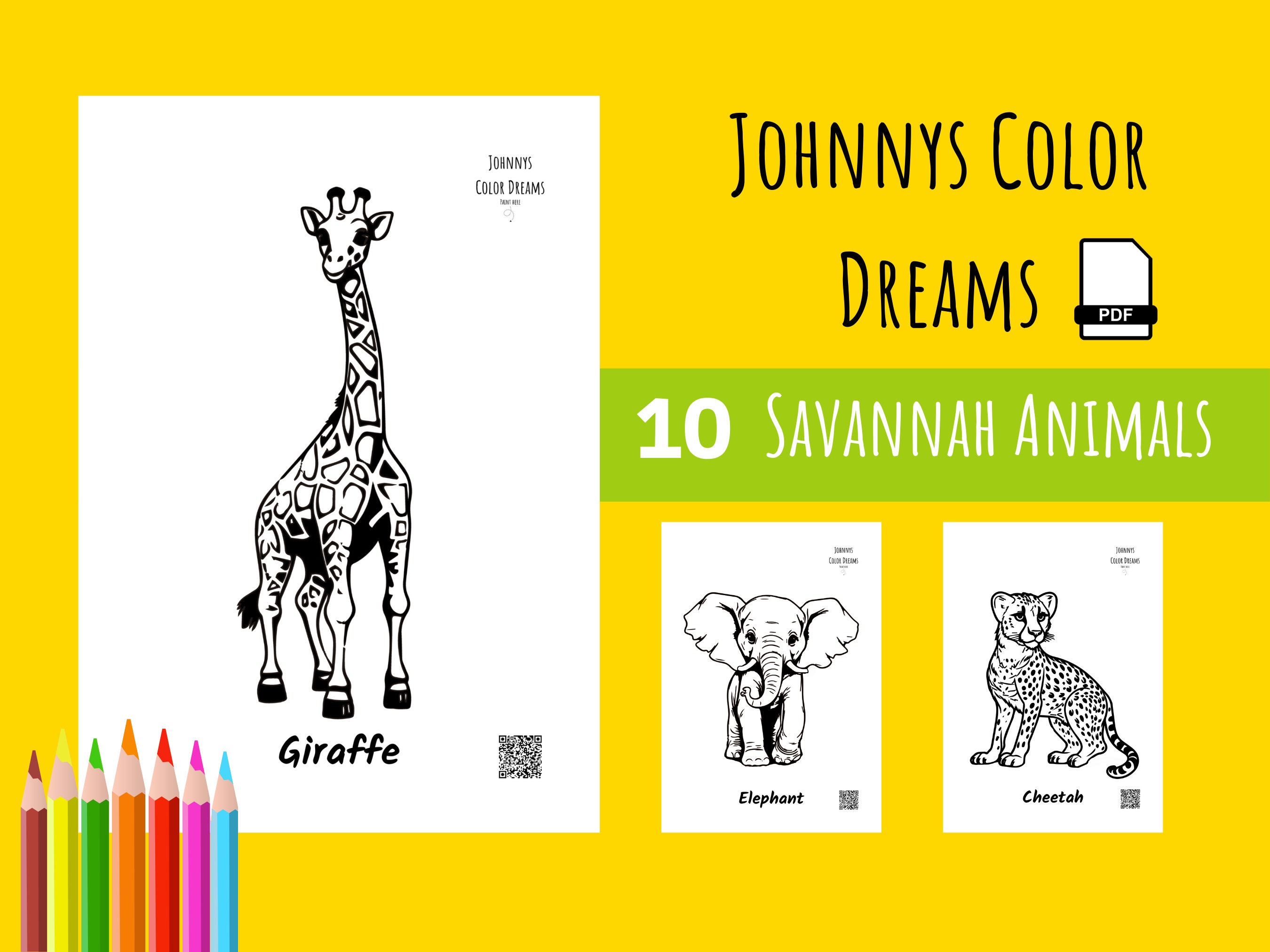 Savannah animals coloring book cute coloring pages coloring pages for kids digital coloring book for kids bonus gift