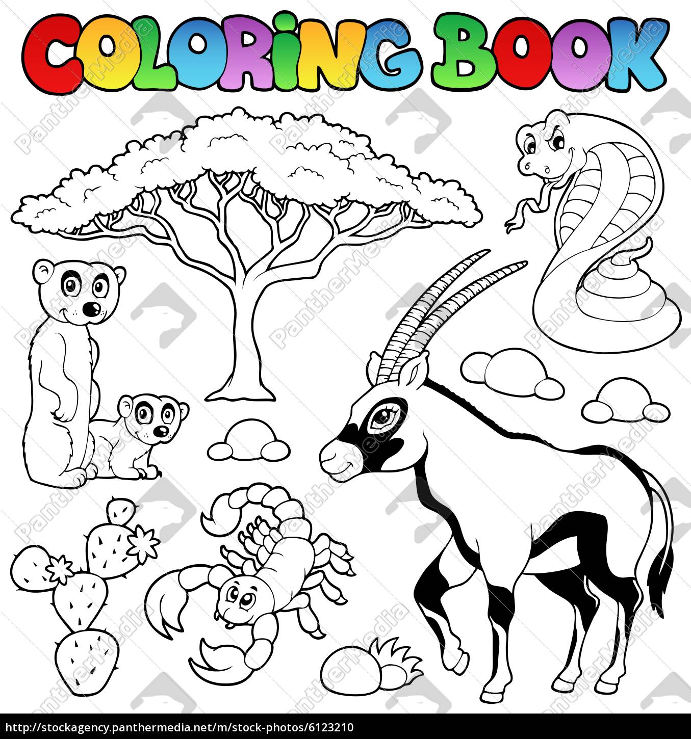 Coloring book savannah animals