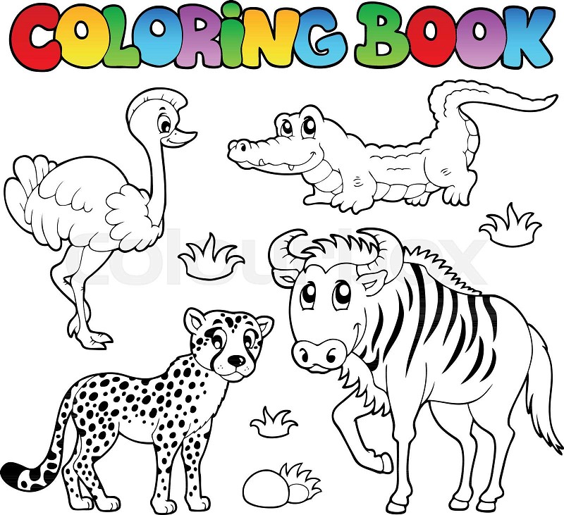 Coloring book savannah animals stock vector