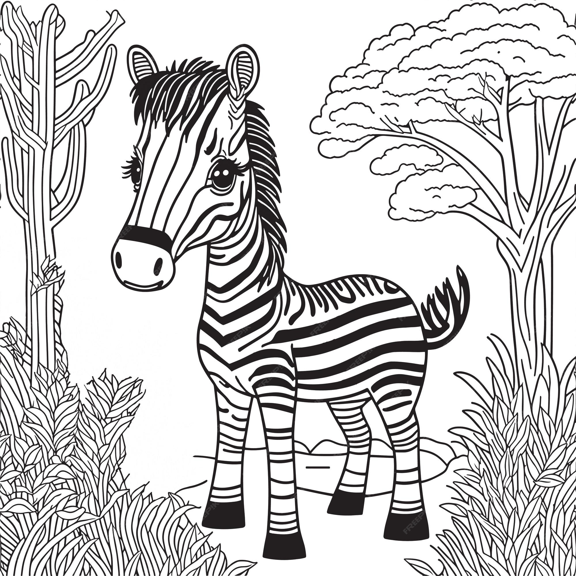 Premium vector embrace the wild beauty of the savannah with this captivating zebra coloring page