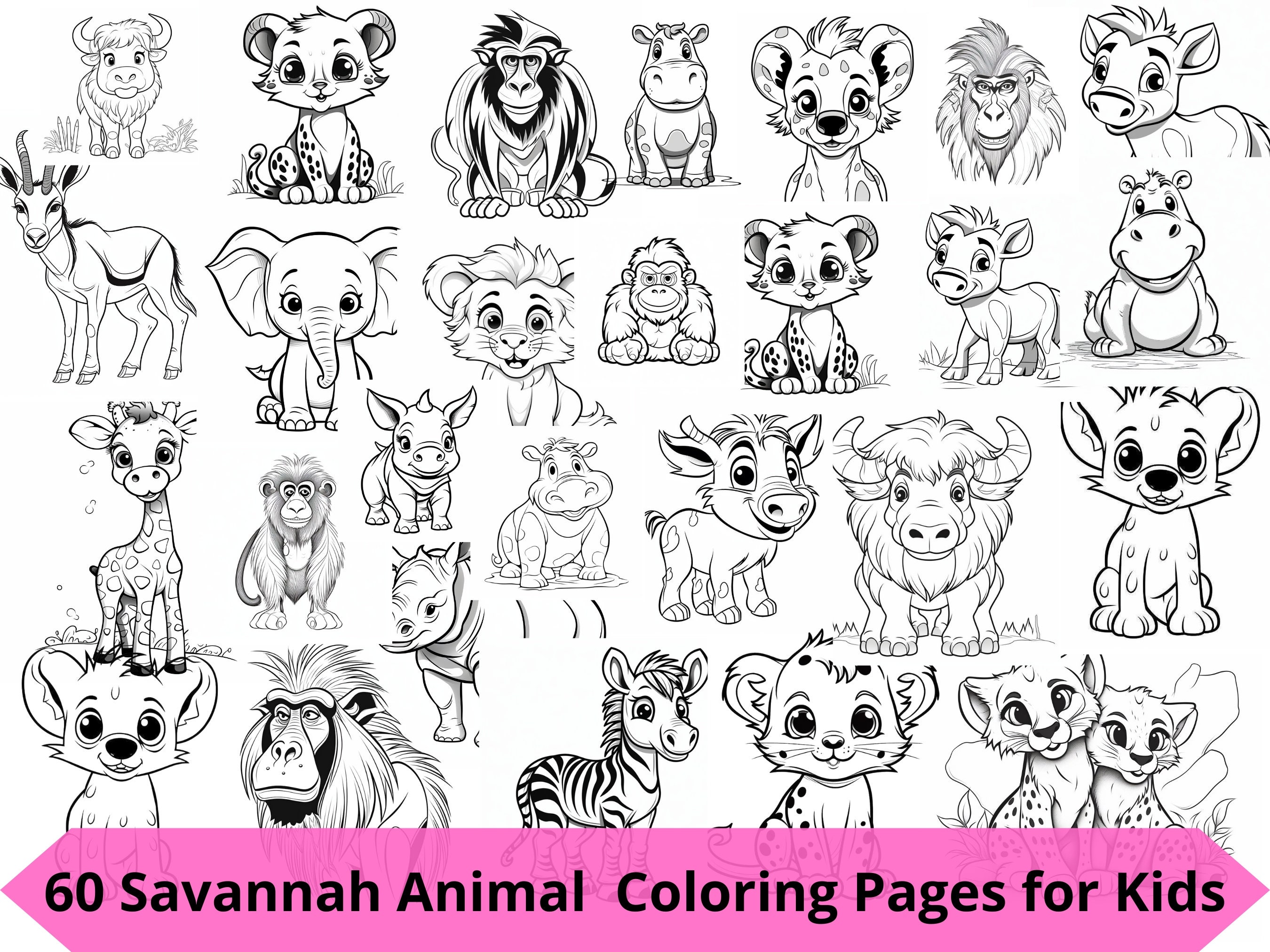 Savannah animal coloring book animal