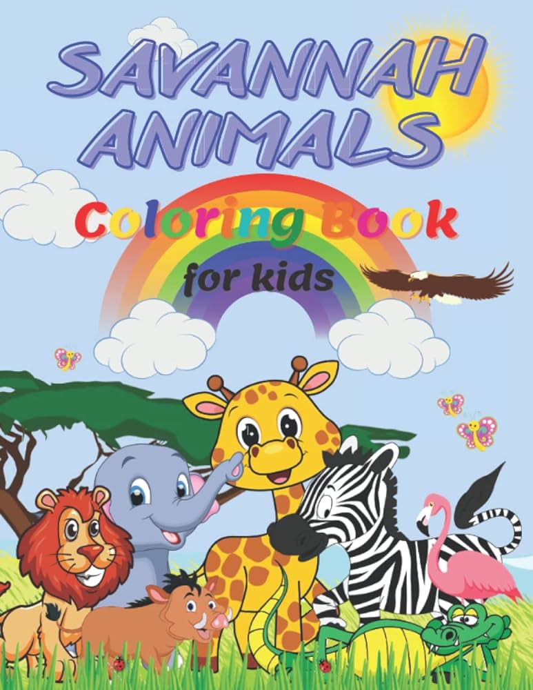 Savannah animals coloring book for kids safari coloring pages a cute african animals book coloring wildlife animals by print activity