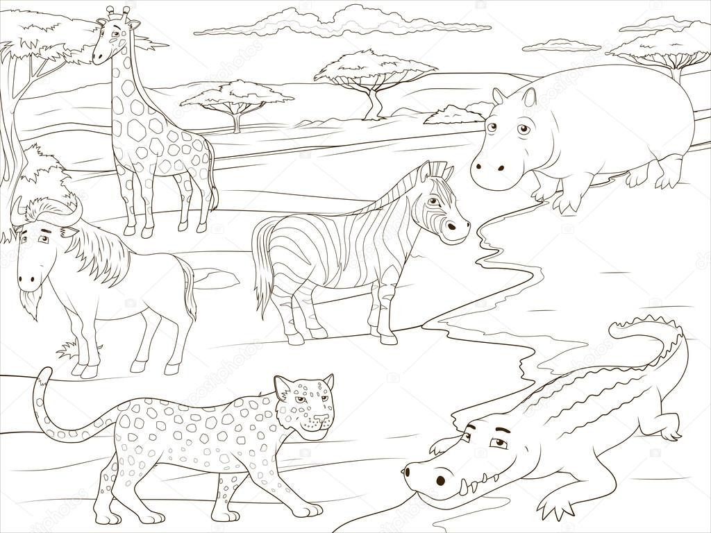 Coloring book educational game african savannah stock vector by alexanderpokusay