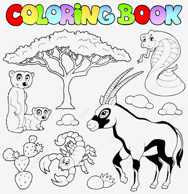 Coloring book savannah animals nature illustration layout vector nature illustration layout png and vector with transparent background for free download