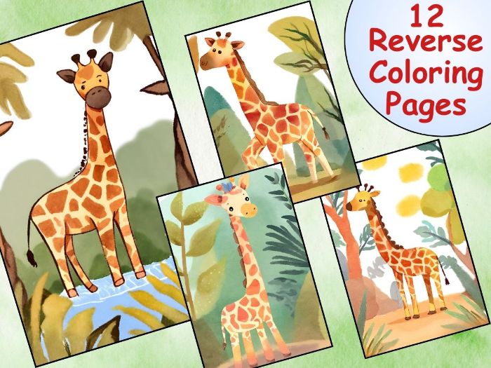 Spark imagination build your dream savannah with giraffe reverse coloring pages teaching resources