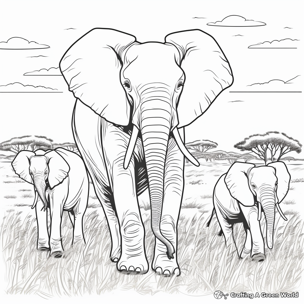 Elephant family coloring pages