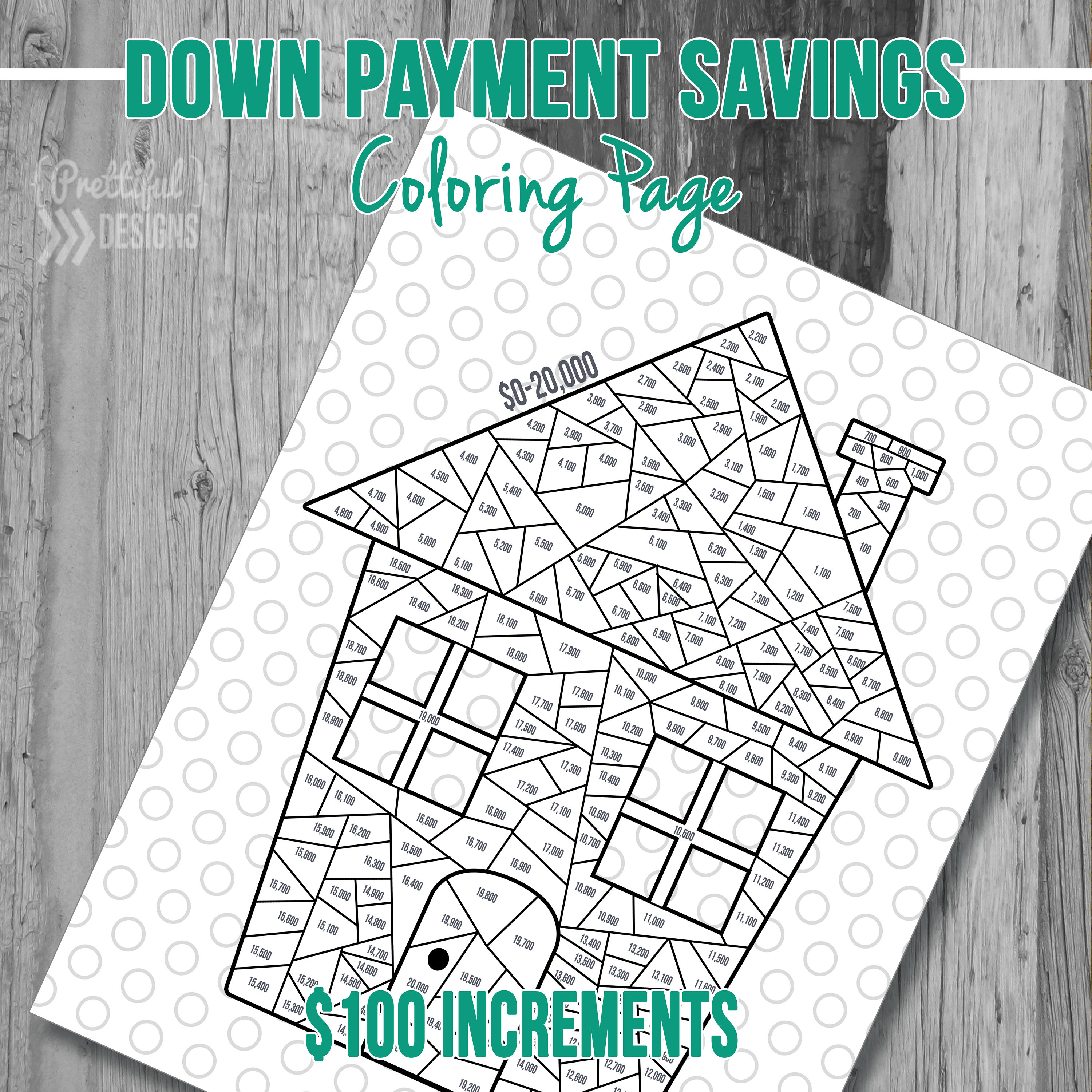 Home down payment savings tracker saving goal financial organizer coloring pages