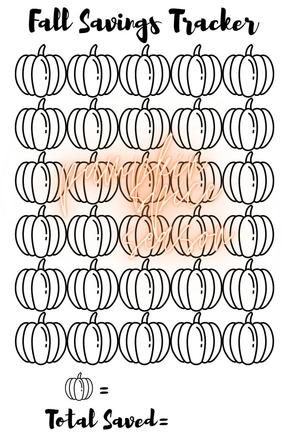 Money savings challenge savings tracker coloring page sheet planner addict budget planning pumpkin fall savings plan halloween autumn