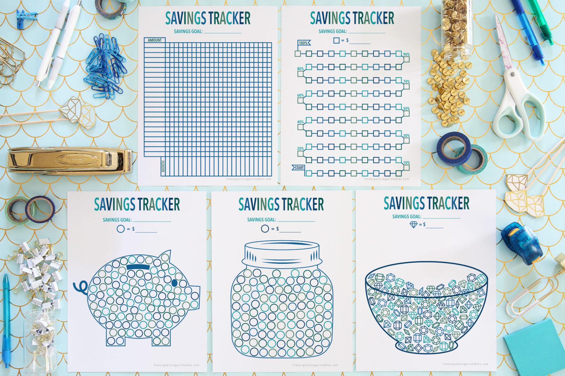Free printable savings tracker pages
