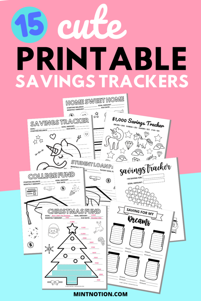 Savings tracker printables to visualize your progress