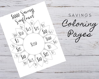 Savings sunflower coloring page color by number savings challenge save by color download now