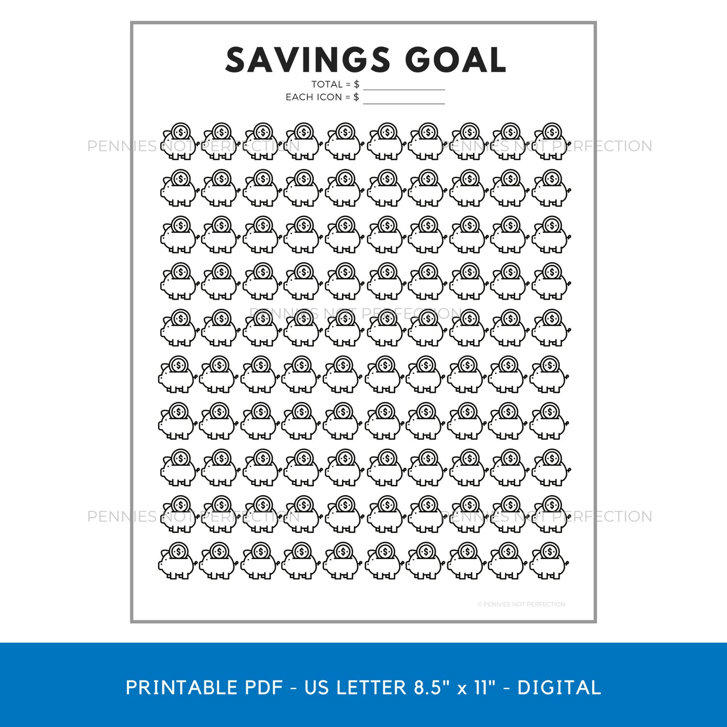 Savings goal tracker piggy bank savings tracker printable â