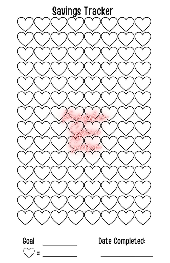 Money savings challenge budget planner savings coloring sheet hearts trip planner vacation saver account planner munity instant download download now